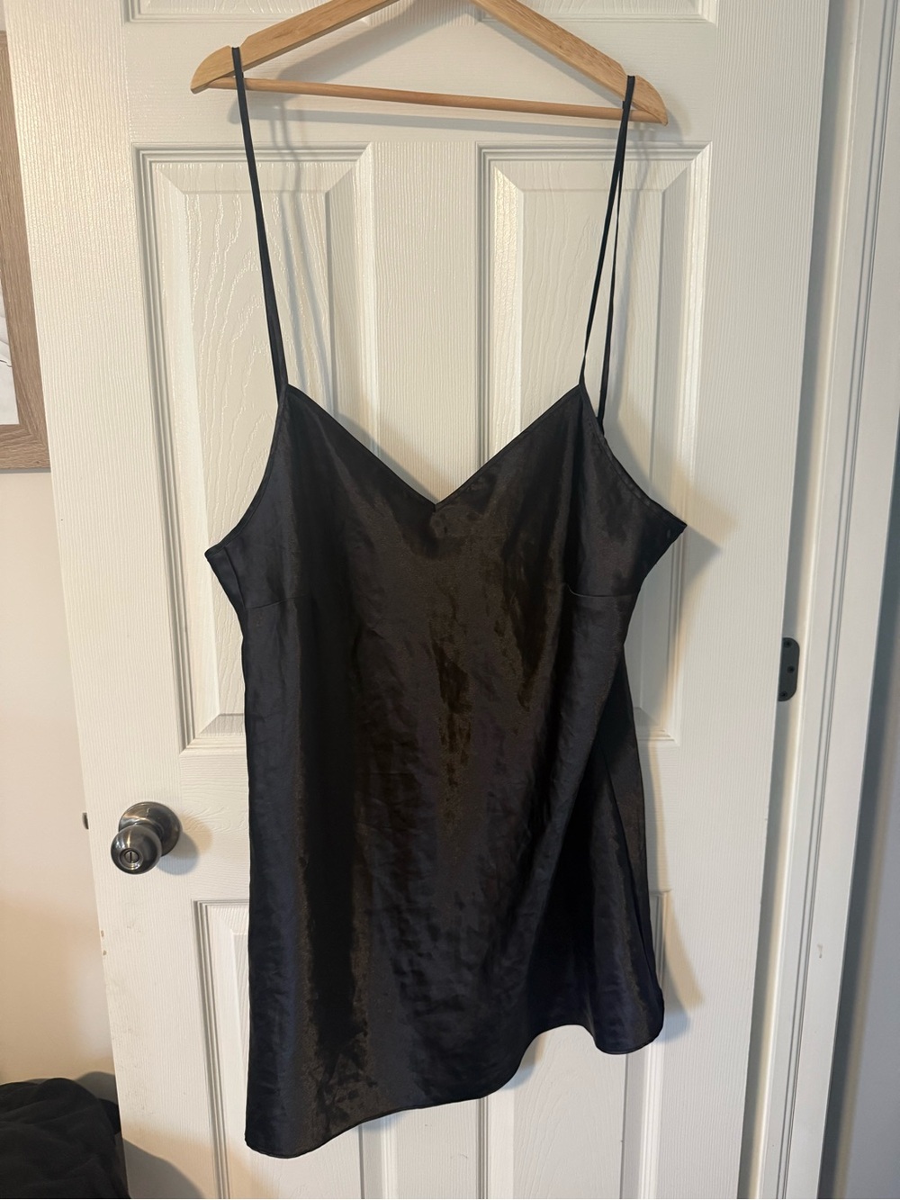 Black Satin Slip Dress with Robe